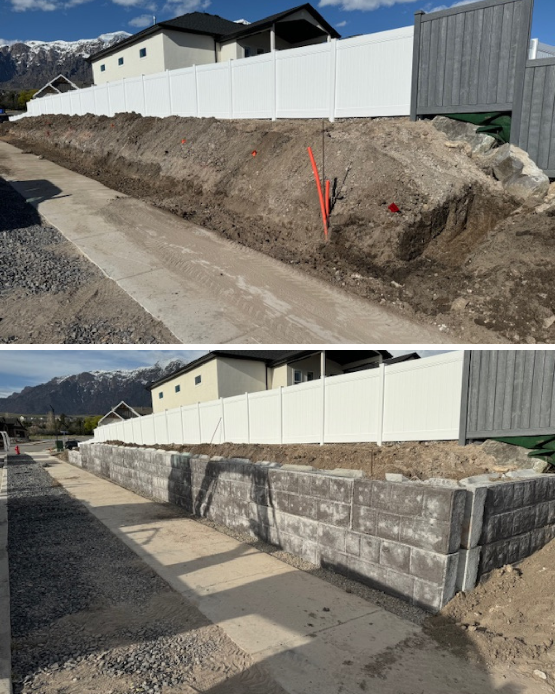 Retaining wall installation excavation services in Ogden, Utah